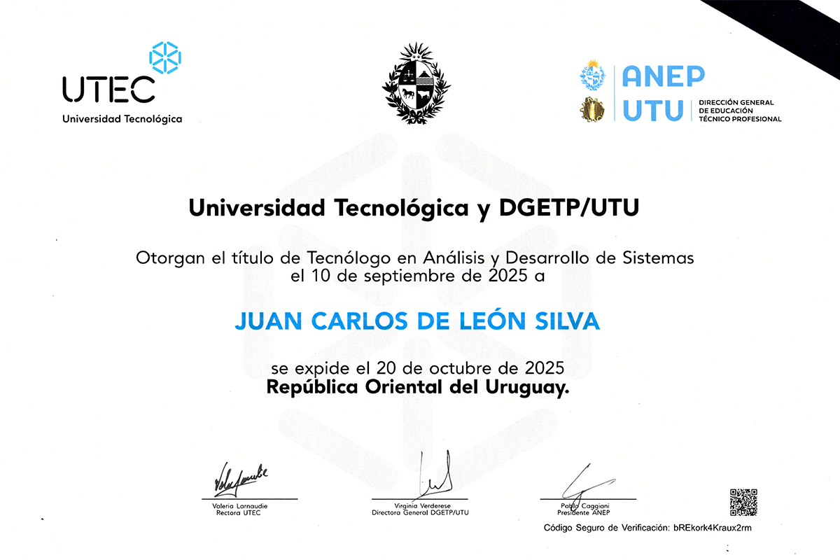 Certificado de Analista de Sistemas